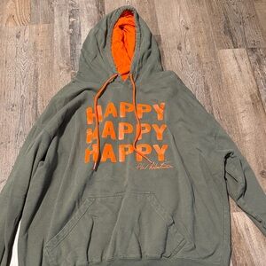 Happy Graphic Olive and Orange Men's Hoodie